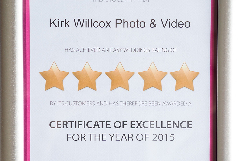 Certificate of excellence for the year of 2015!