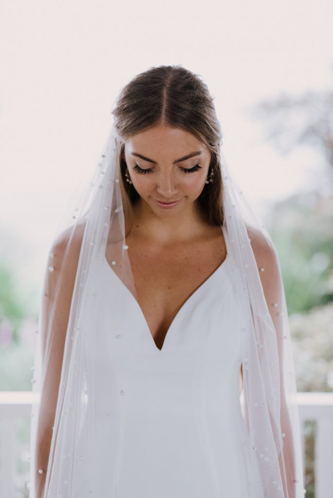wedding gown and veil Byron Bay