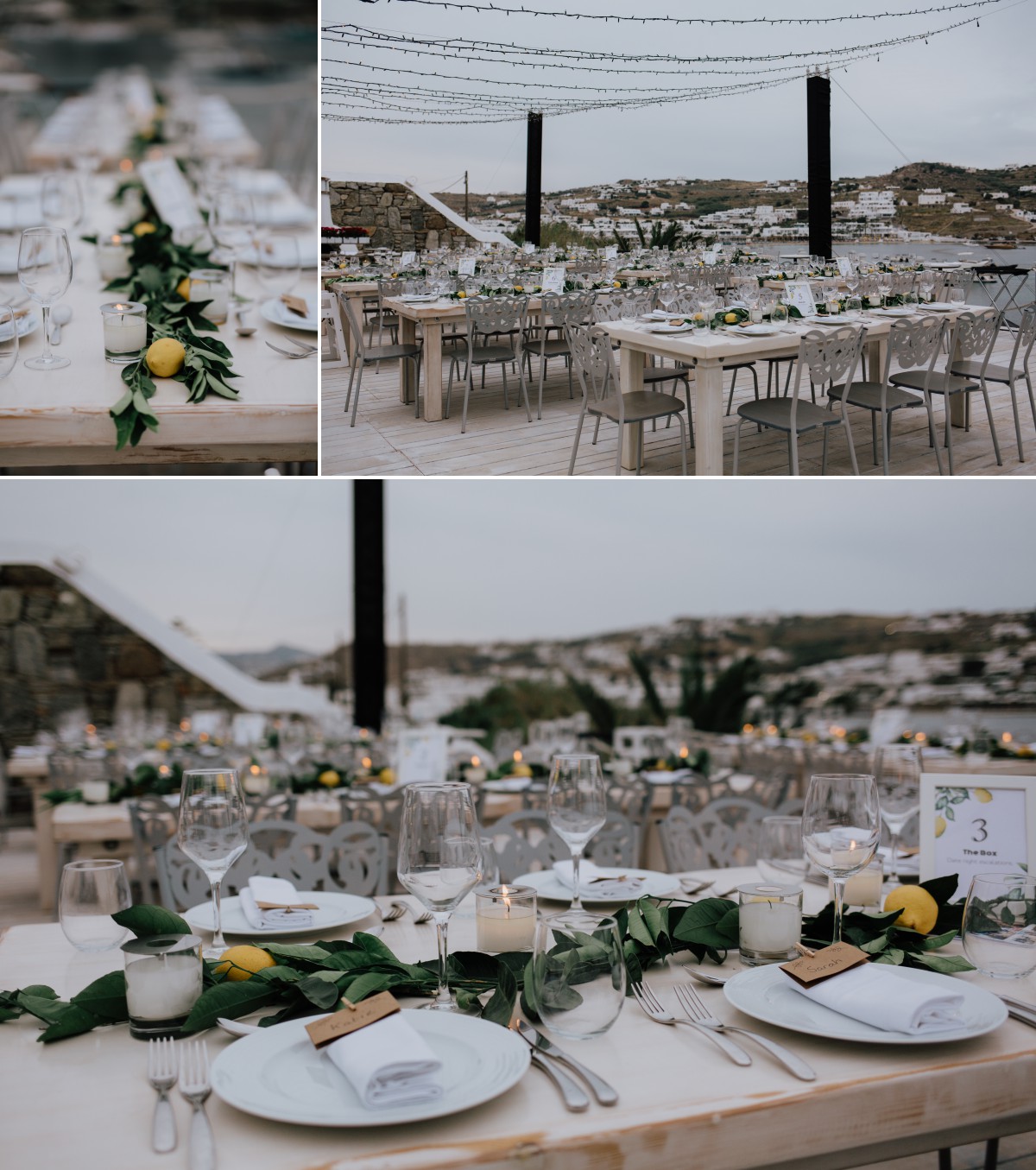 wedding styling for Mykonos wedding reception