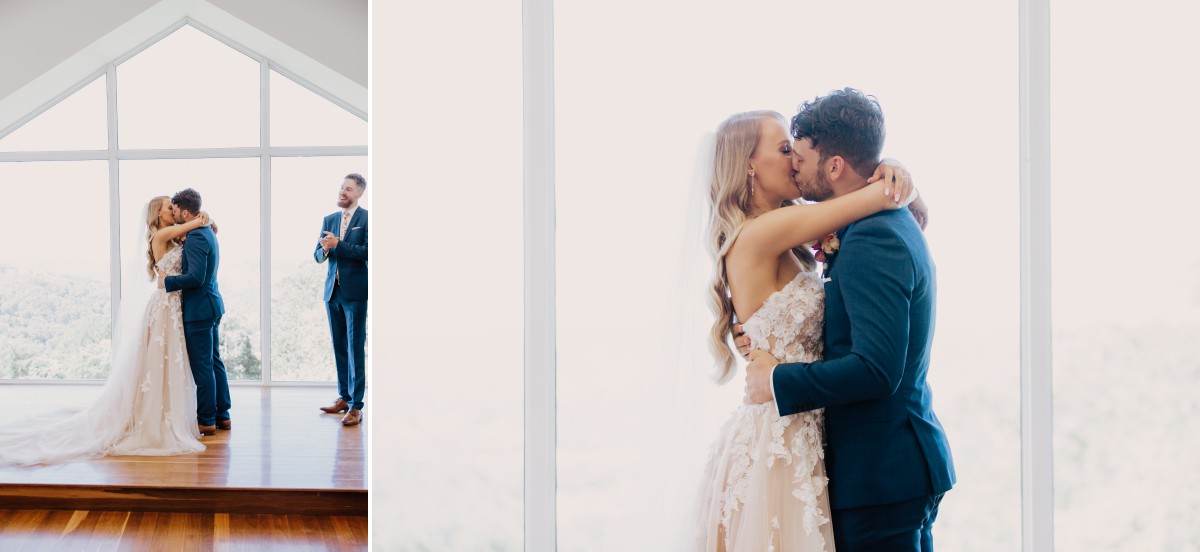 Wedding ceremony kiss