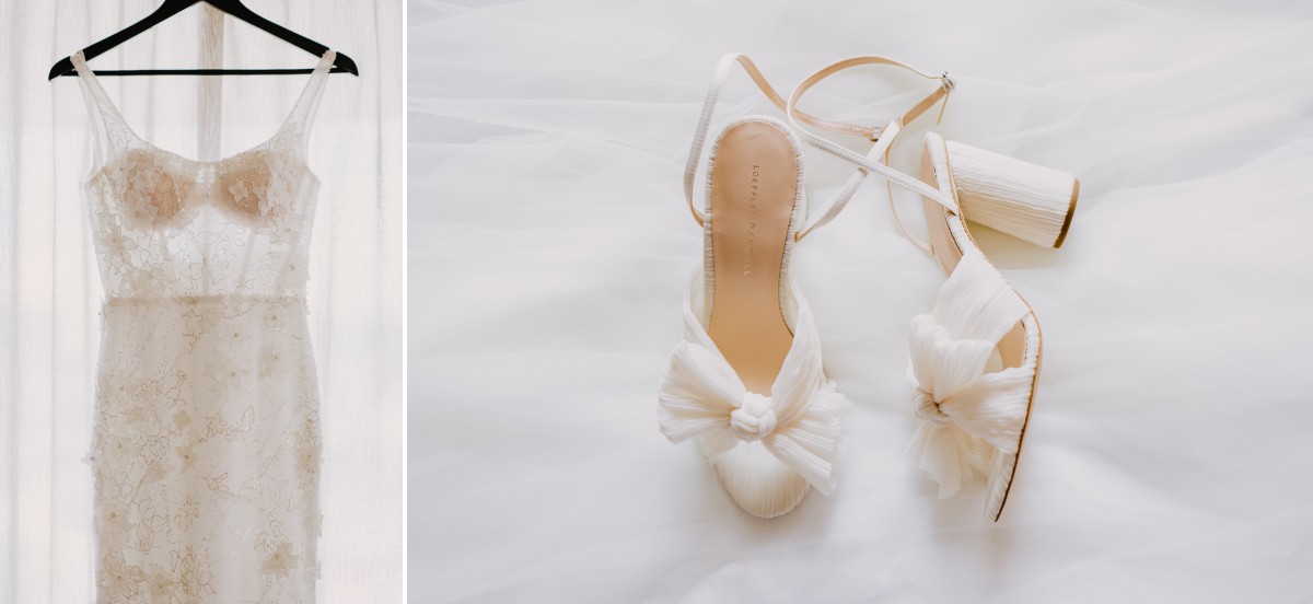 wedding dress and shoe details