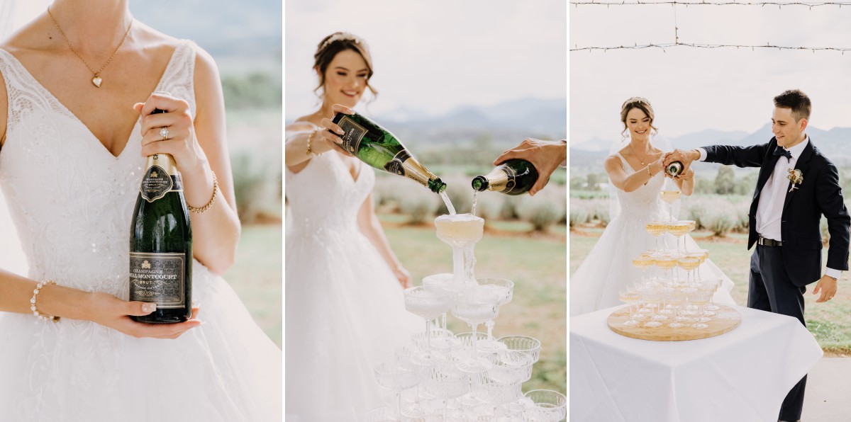 champagne tower on wedding