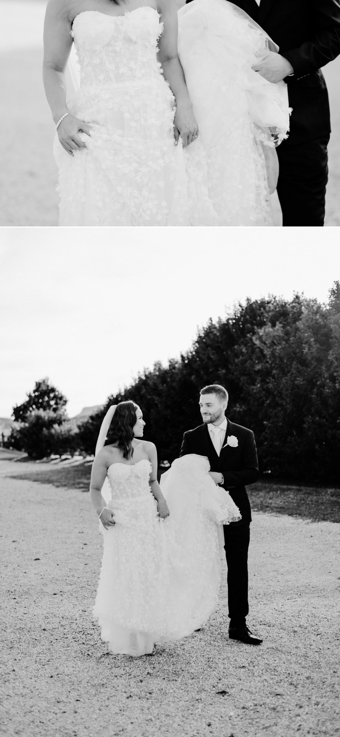 candid wedding photos of bride and groom walking at Summergrove Estate