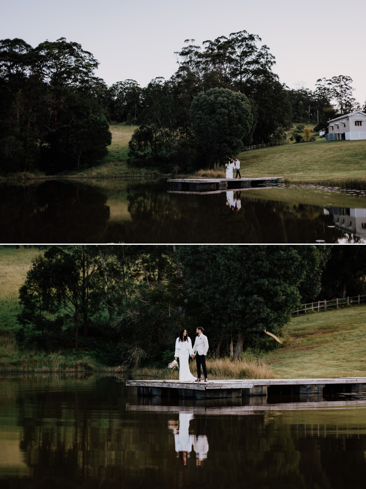 Bride & Groom wedding photos on lake