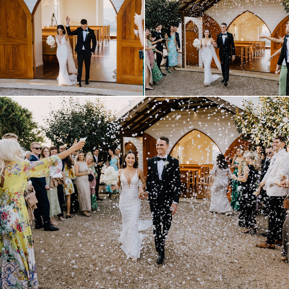 wedding ceremony exit confetti at Summergrove Estate on the Tweed Coast