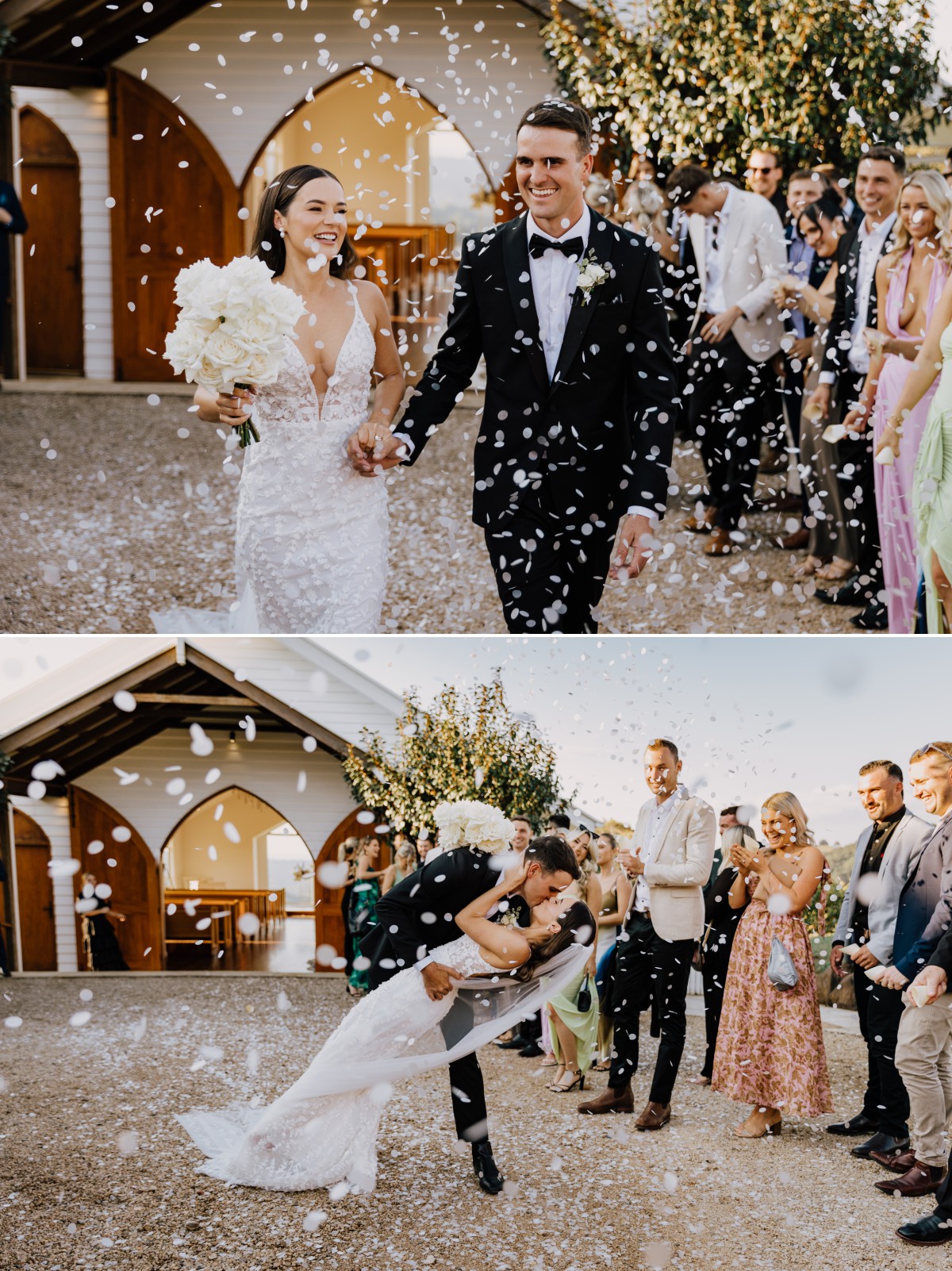 wedding ceremony exit confetti at Summergrove Estate on the Tweed Coast