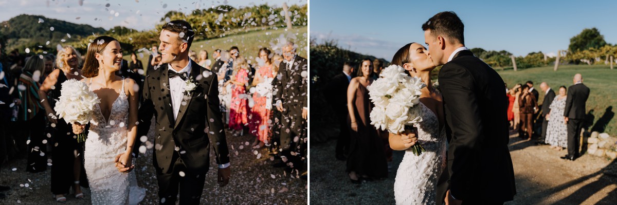 wedding ceremony exit confetti at Summergrove Estate on the Tweed Coast