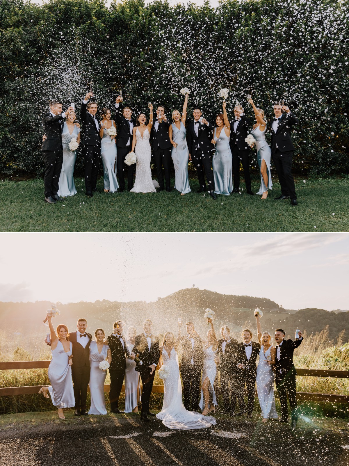 Bridal party wedding confetti at Summergrove Estate on the Tweed Coast