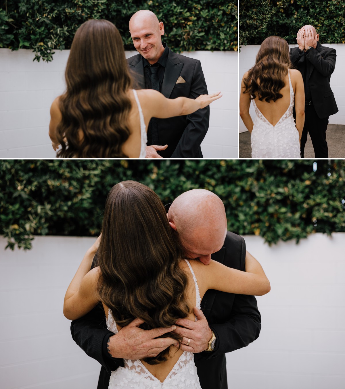 Bride and her dad have a wedding dress reveal