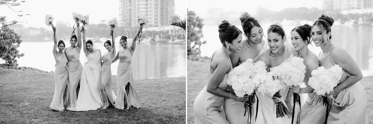 Bride with bridesmaids at Gold Coast wedding