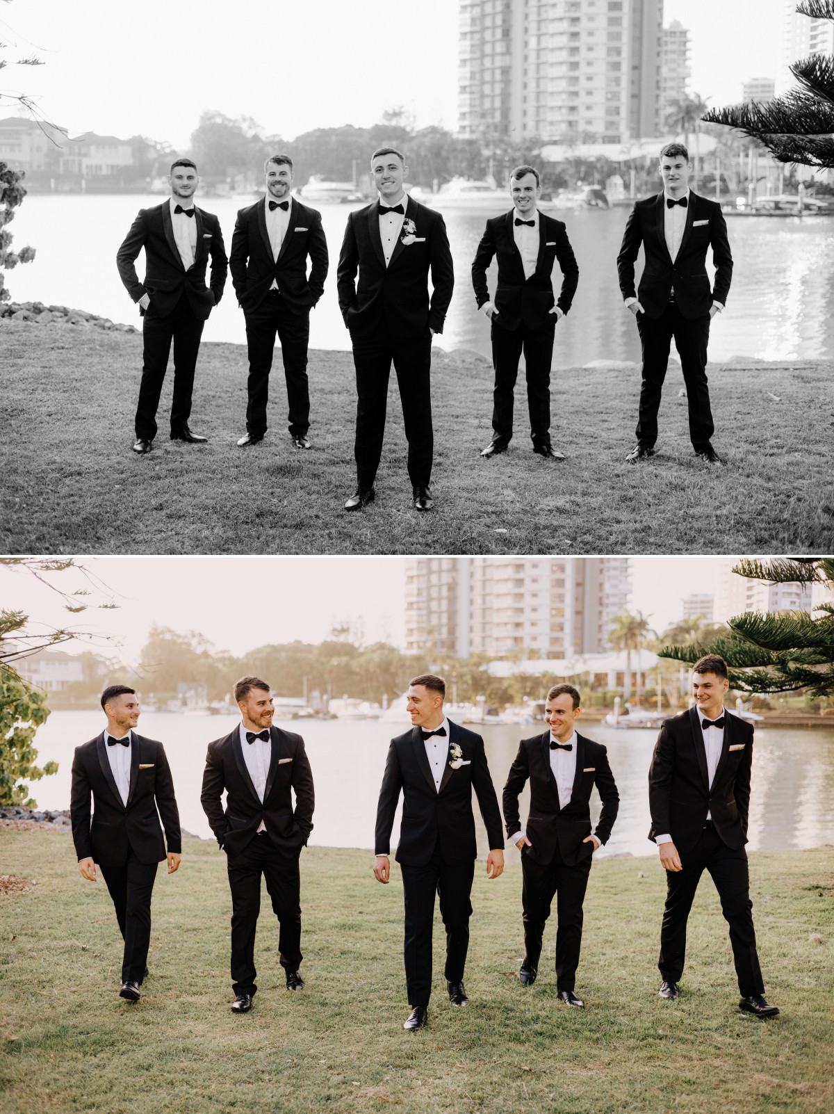 Groom with groomsmen wedding photos