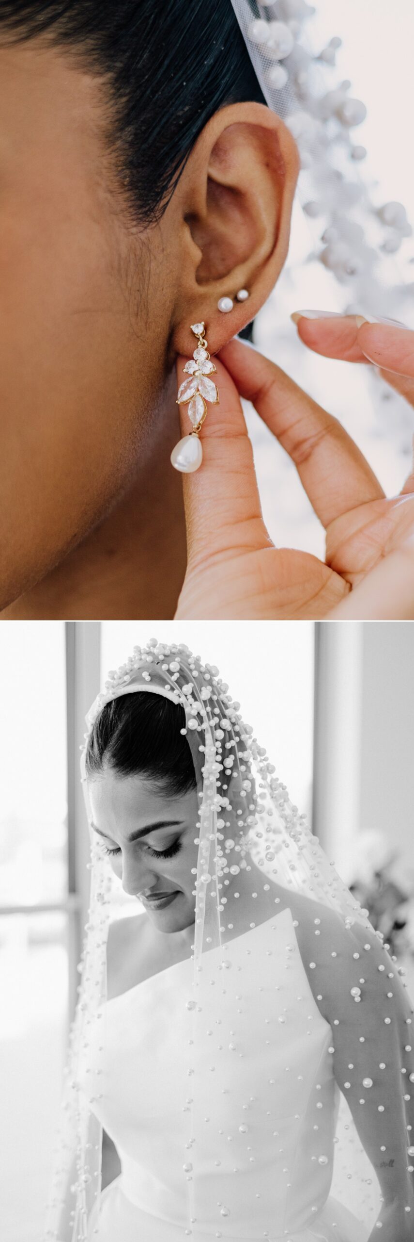 Gold Coast bride getting ready and putting her earrings on