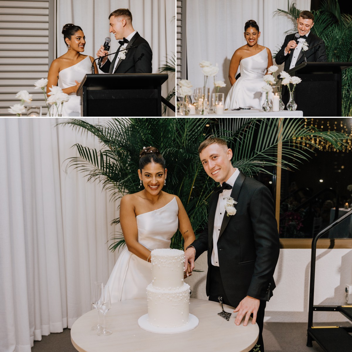 wedding speeches and cake cut