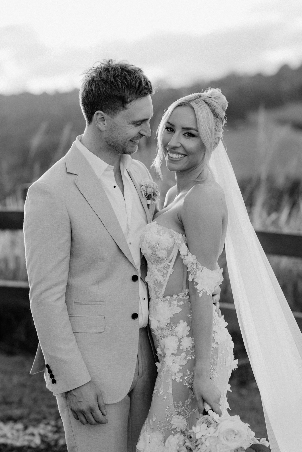 candid black and white wedding photos