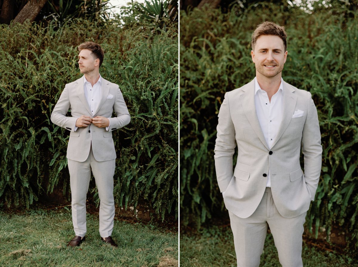 Groom on wedding day at Tweed Coast wedding venue Summergrove Estate