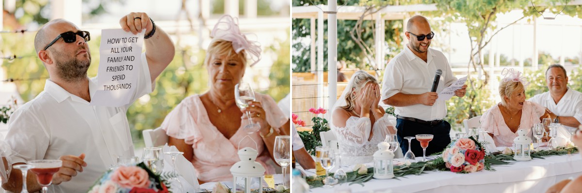 Wedding reception speeches at Atrium Hotel Skiathos