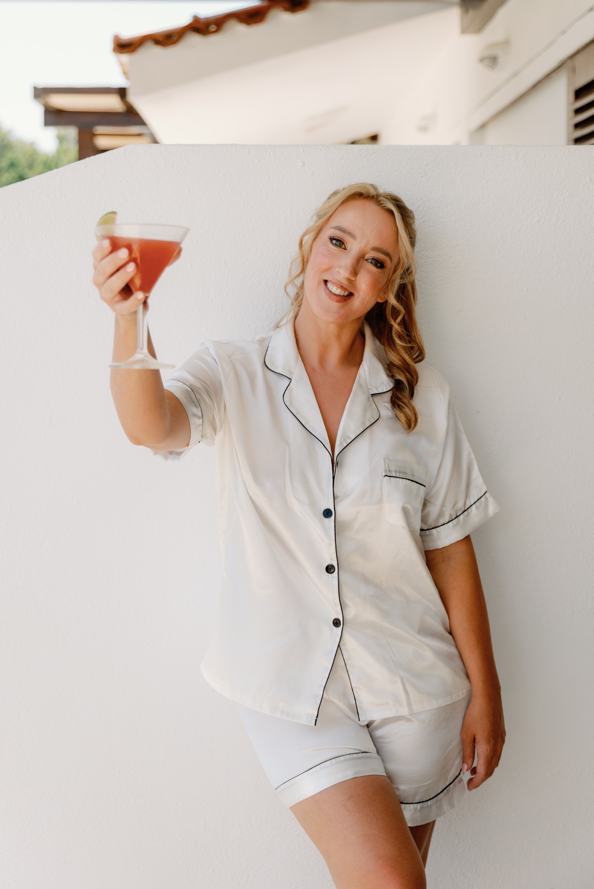 Bride getting ready for wedding in Skiathos Greece