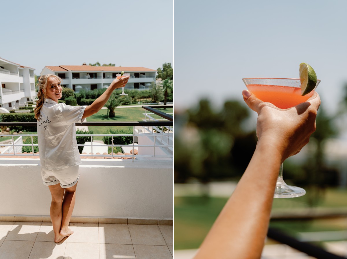 Bride getting ready for wedding in Skiathos Greece