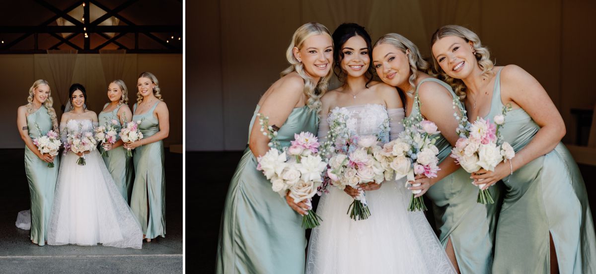 photo of bride with bridesmaids