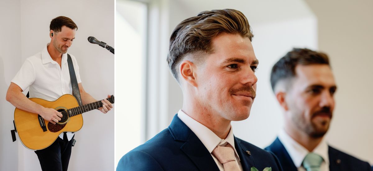 groom waiting for bride in chapel