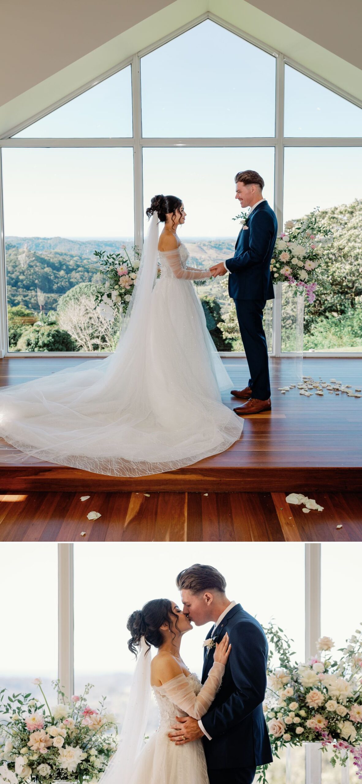 Bride and Groom holding hands