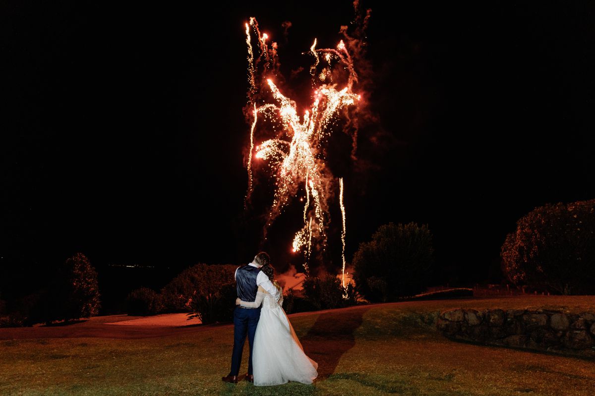 Wedding fireworks at Summergrove Estate