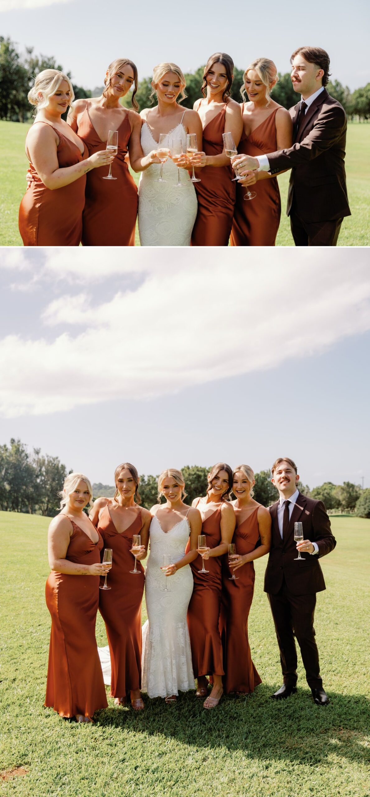 Bride & Bridesmaids champagne celebration photos