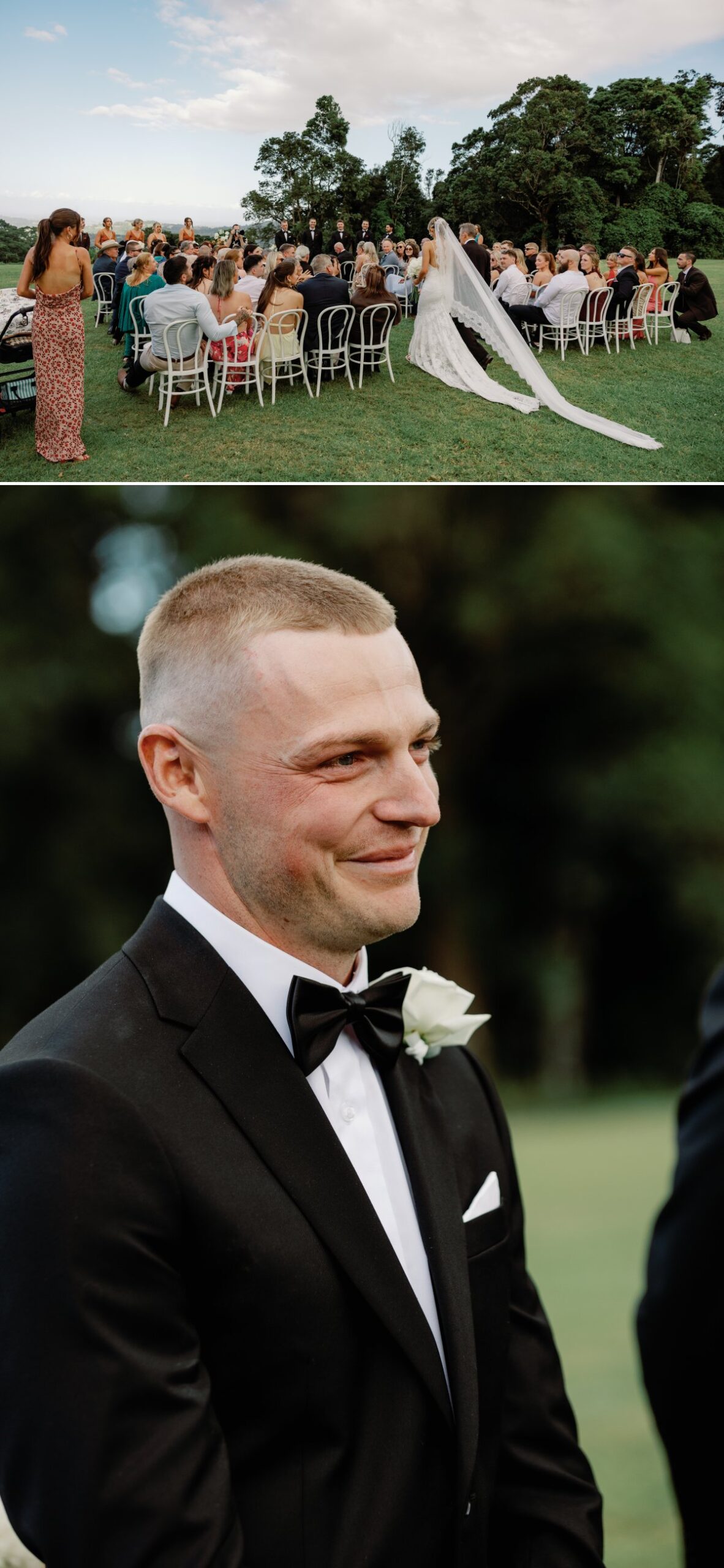 Groom cries watching bride walk down aisle at Elysian Hills