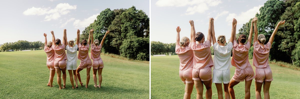 Bride with Bridesmaids in pyjamas