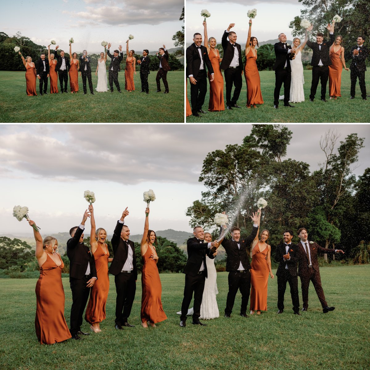 Bridal party champagne photos