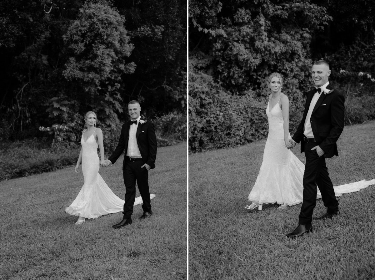 Candid wedding photos of bride and groom at Elysian Hills in the Tweed hinterland