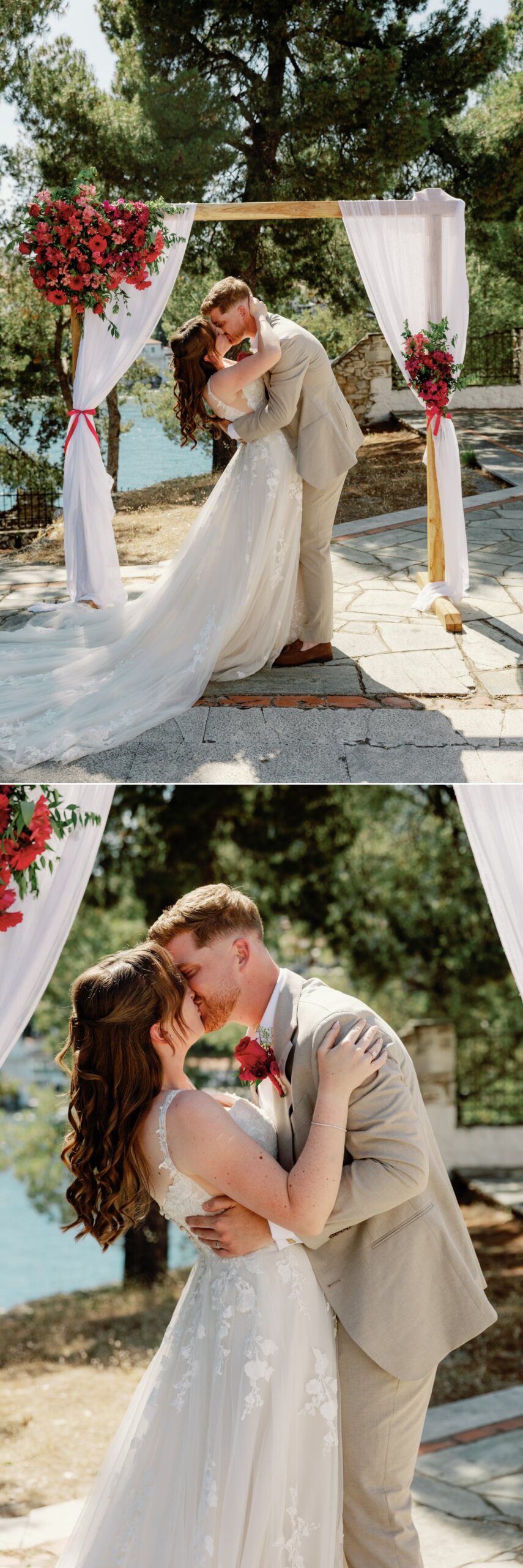 Wedding ceremony kiss