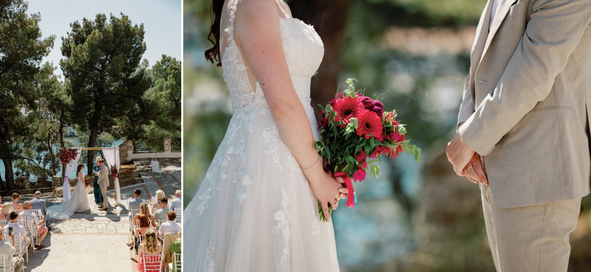 Wedding ceremony at Bourtzi Terrace Skiathos