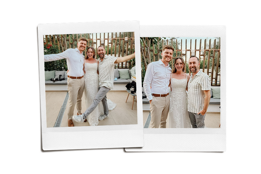 Skiathos wedding photographer Kirk Willcox Photography with couple in Greece