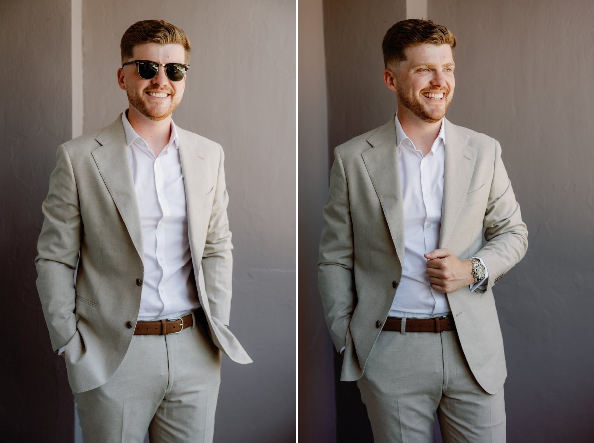 portrait of the groom on his wedding day