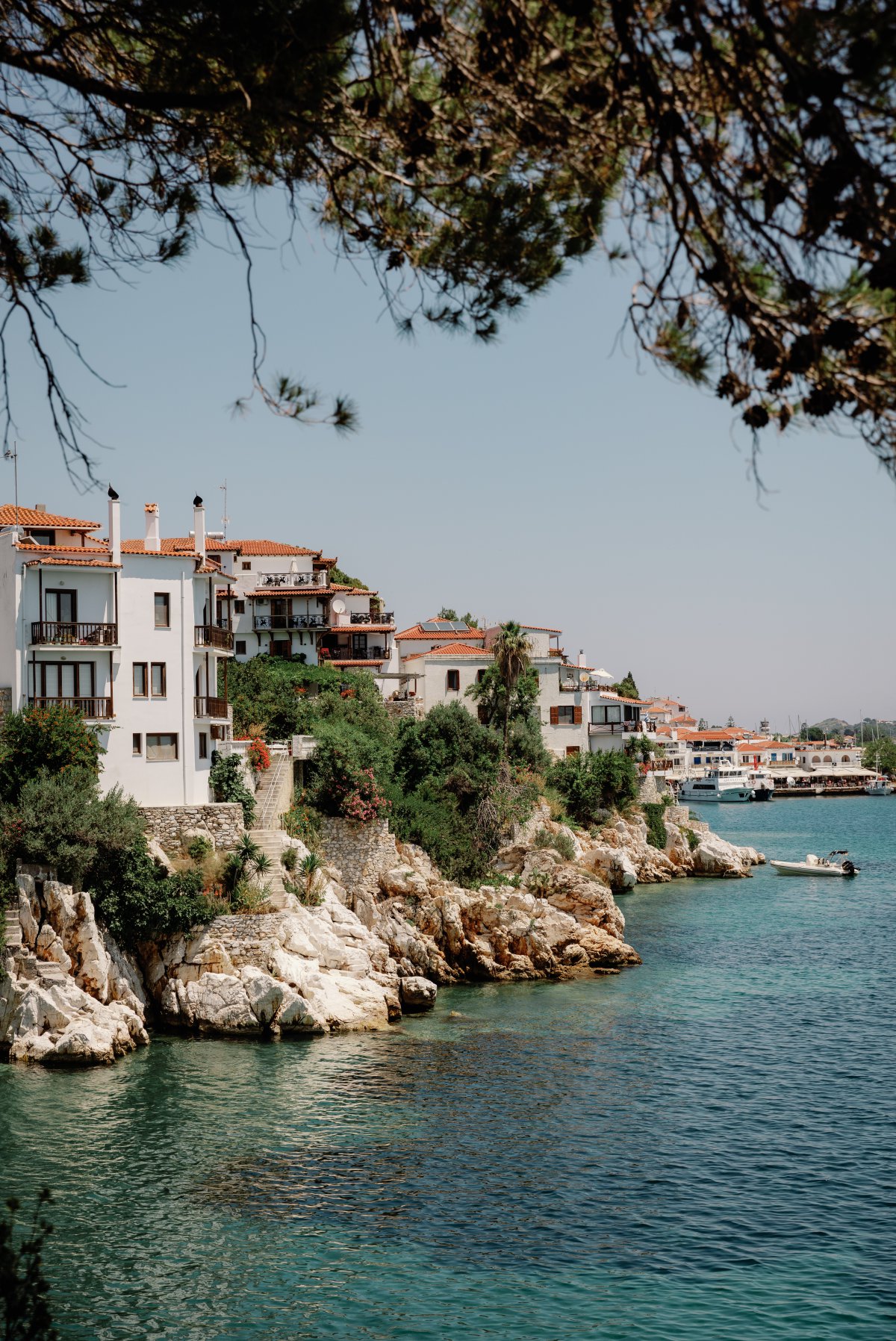 Skiathos Town and Aegean Sea landscape in Greece