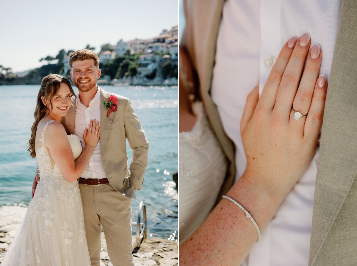 wedding photos of bride and groom in Greece
