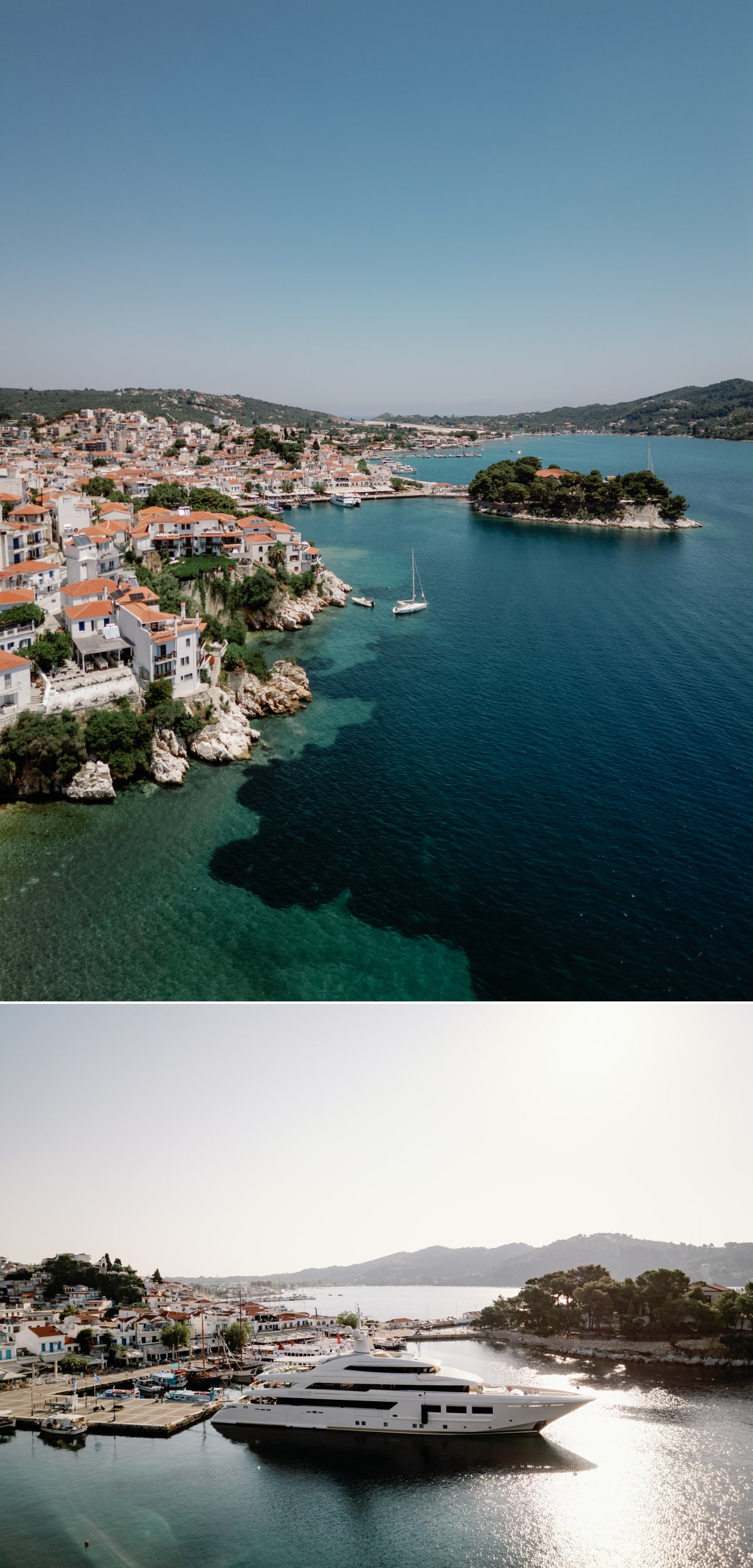 drone photo of Skiathos Greece