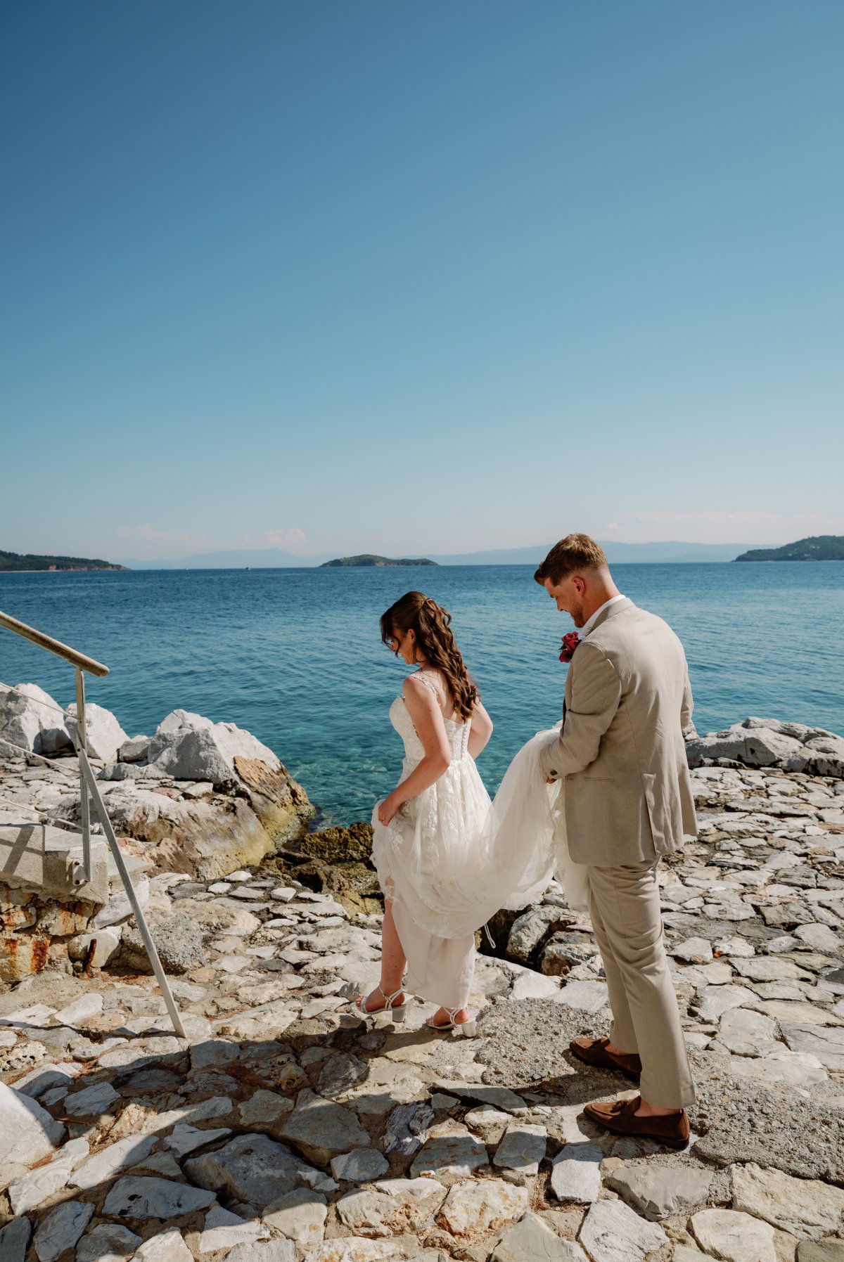 Editorial wedding photos of a couple in Greece