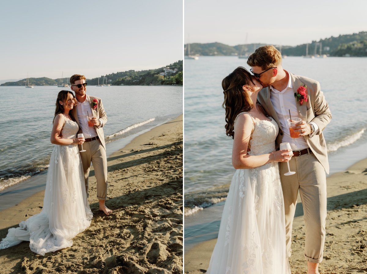 Bride and groom wedding portraits in Skiathos Greece