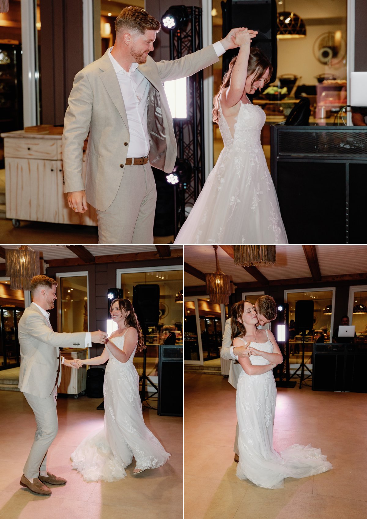 Bride and groom dancing at their Skiathos wedding reception